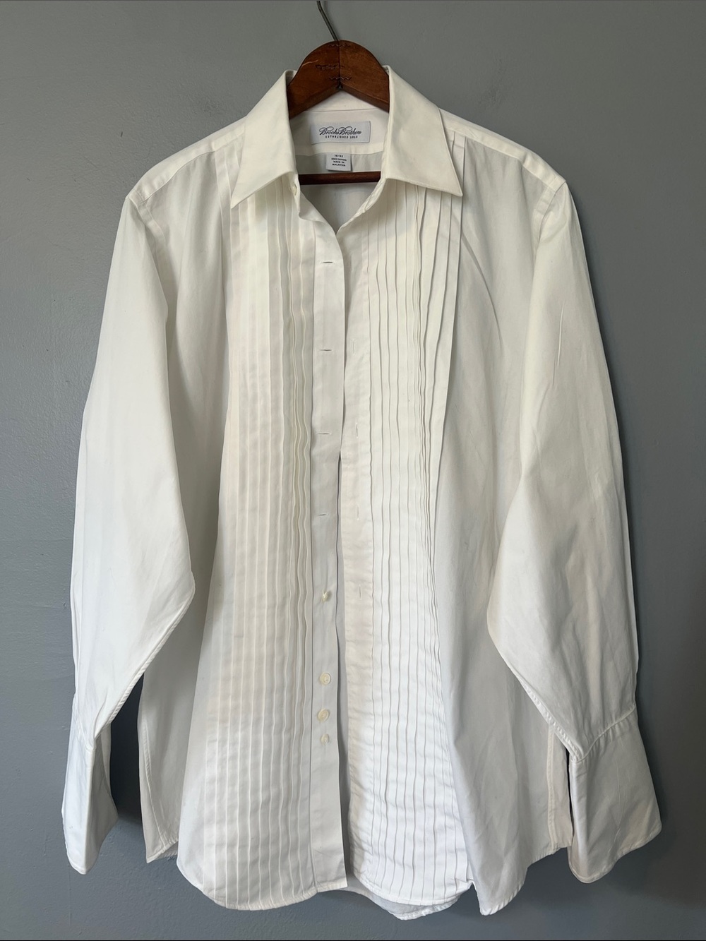 Brooks Brothers  white Pleated Front Dress Shirt
